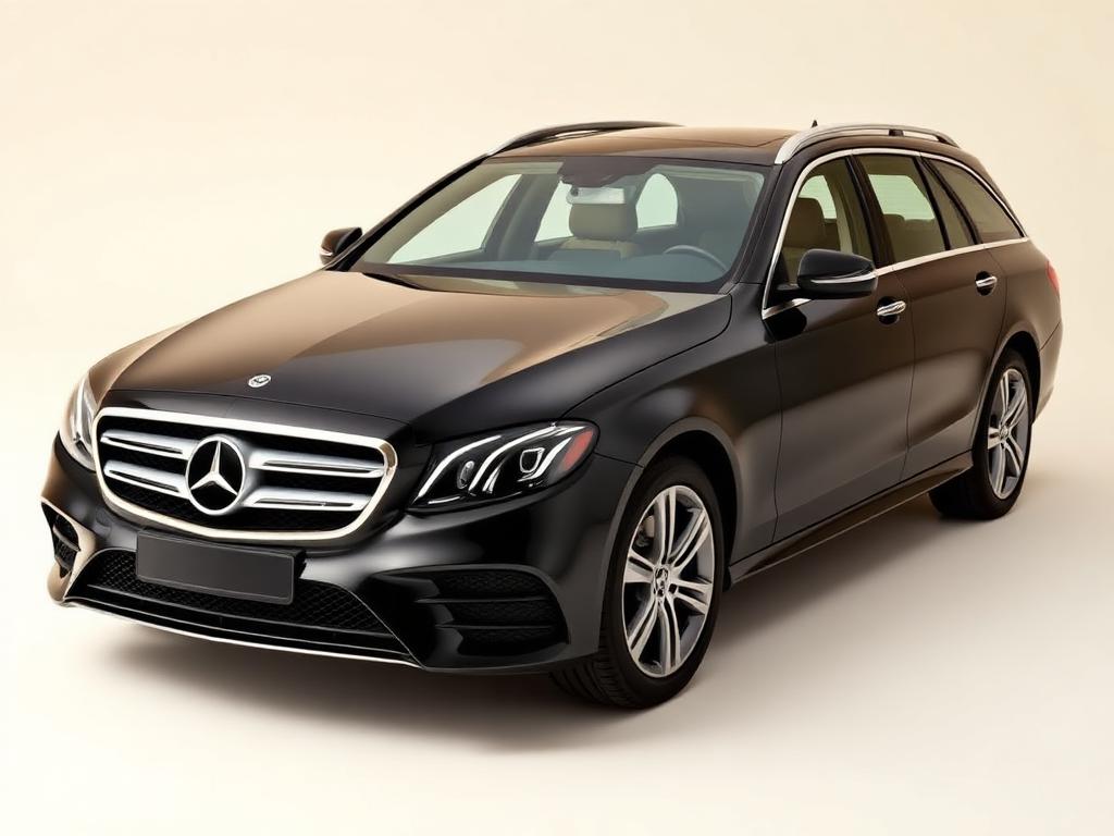 Schwarzer Mercedes E-Klasse Kombi mit großem Kofferraum für Flughafentransfers